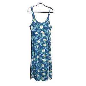 Old Navy Floral Smocked Floral Maxi Slip Dress Womens Size XXL Side Slit Cottage